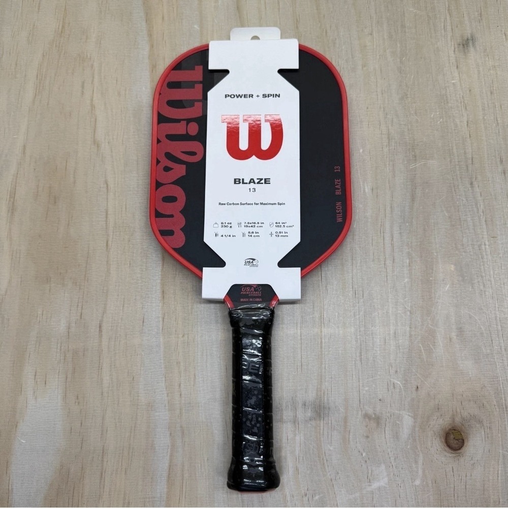 Wilson Blaze 13 Raw Carbon Surface Black Red Pickleball Paddle NEW